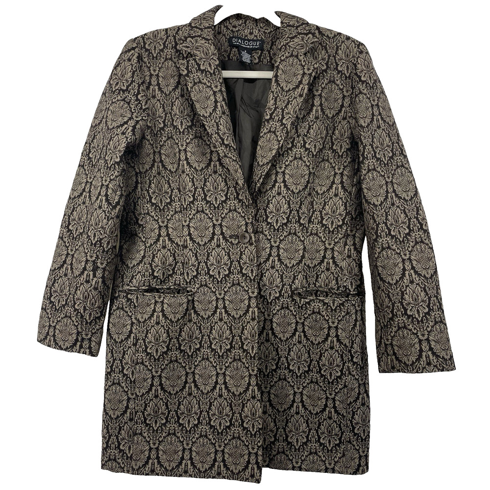Dialogue Size 8 Brocade‎ Jacket Single One Button Lightweight Damask Whimsigoth
